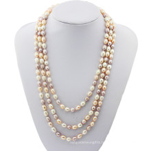 60 Inch Women Long Multicolor DOP Shape Fresh Water Real Cultured Jewelry Freshwater Pearl Necklace